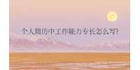 个人简历中工作能力专长怎么写?